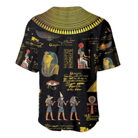 Black baseball jersey with gold ribbed collar and Ancient Egypt graphic print