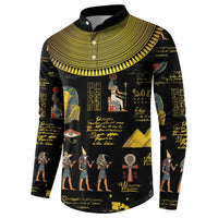 Black long-sleeve sweatshirt with gold-tone collar and Ancient Egypt scene print