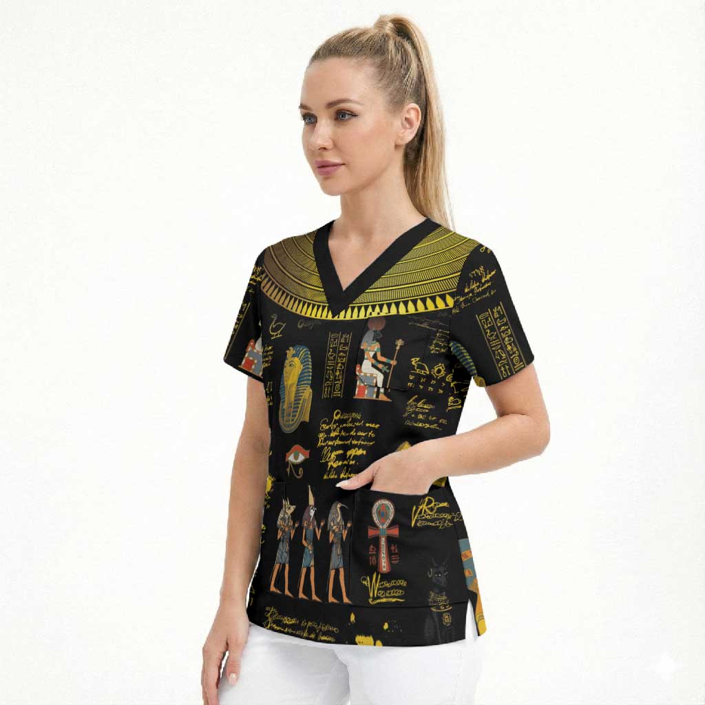 Ancient Egypt and Hieroglyphs Scrub Top