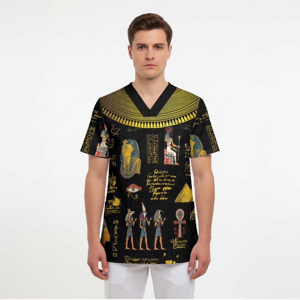 Ancient Egypt and Hieroglyphs Scrub Top