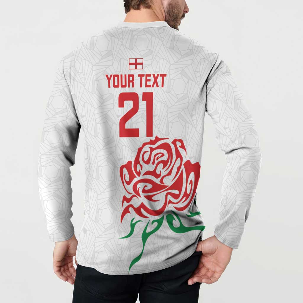 Custom Women Rugby England Button Sweatshirt Red Roses Energy Never Stops - Wonder Print Shop