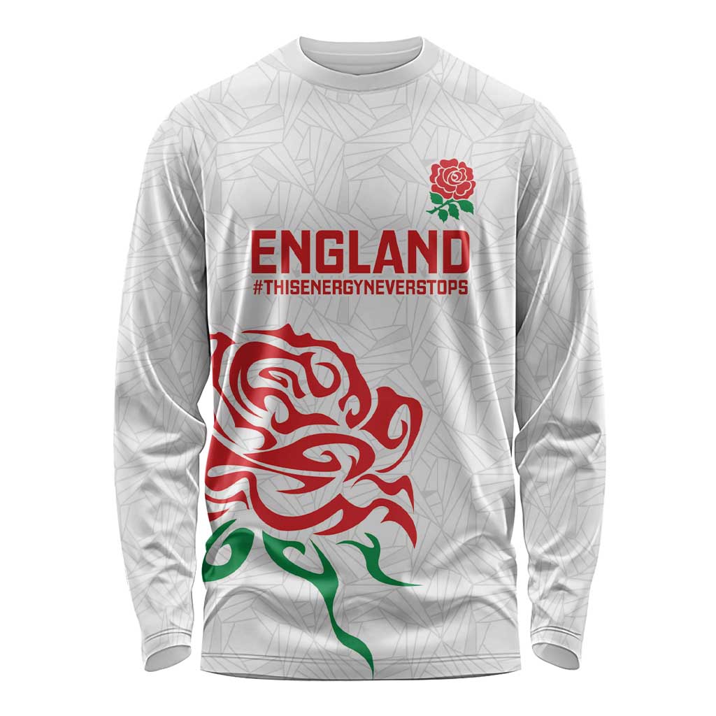 Custom Women Rugby England Long Sleeve Shirt Red Roses Energy Never Stops - Wonder Print Shop