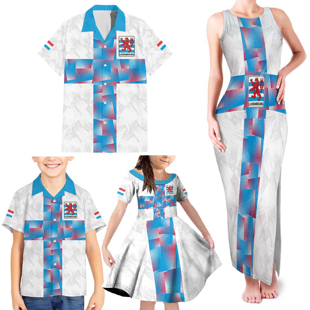 Luxembourg Football Custom Family Matching Tank Maxi Dress and Hawaiian Shirt Les Lions Rouges - Wonder Print Shop