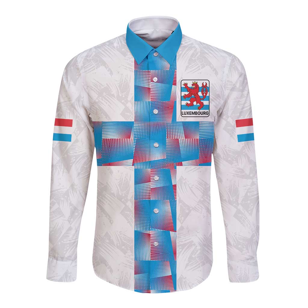 Luxembourg Football Custom Long Sleeve Button Shirt Les Lions Rouges - Wonder Print Shop