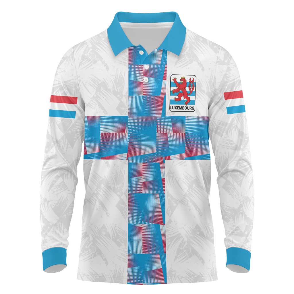 Luxembourg Football Custom Long Sleeve Polo Shirt Les Lions Rouges - Wonder Print Shop