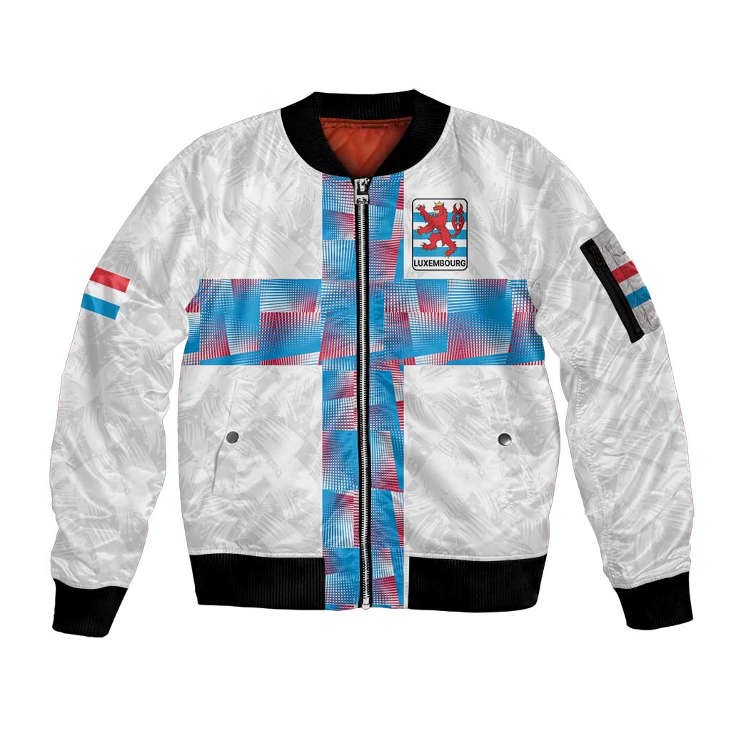 Luxembourg Football Custom Sleeve Zip Bomber Jacket Les Lions Rouges - Wonder Print Shop