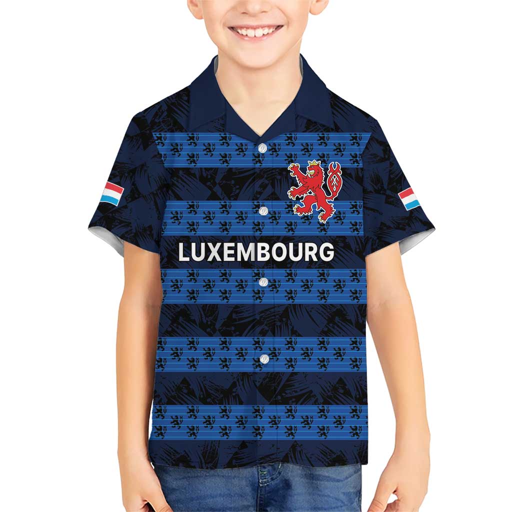 Luxembourg Football Custom Kid Hawaiian Shirt The Red Lions Tribal Pattern - Wonder Print Shop