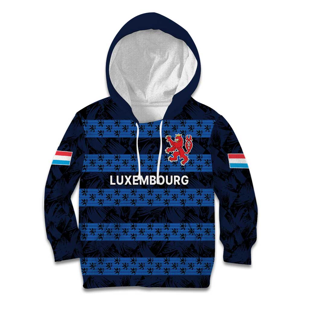 Luxembourg Football Custom Kid Hoodie The Red Lions Tribal Pattern - Wonder Print Shop