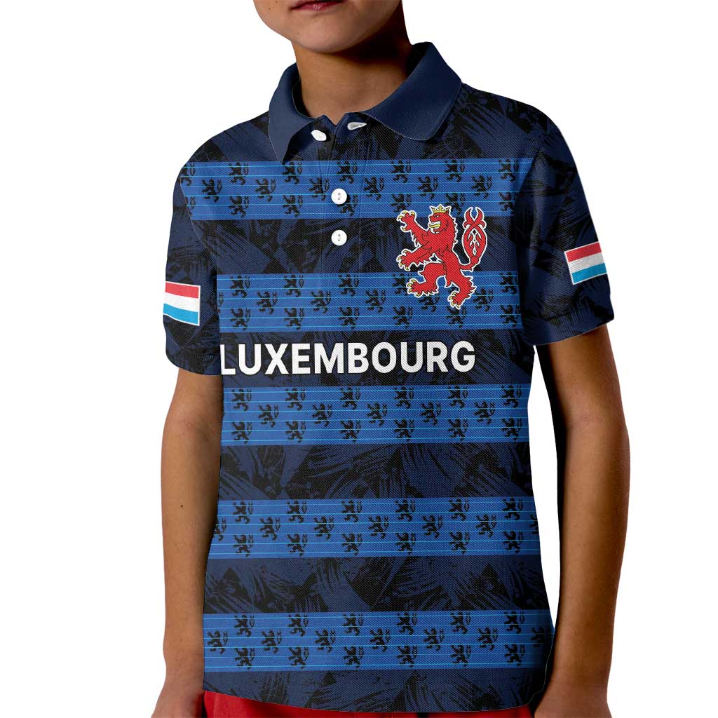 Luxembourg Football Custom Kid Polo Shirt The Red Lions Tribal Pattern - Wonder Print Shop