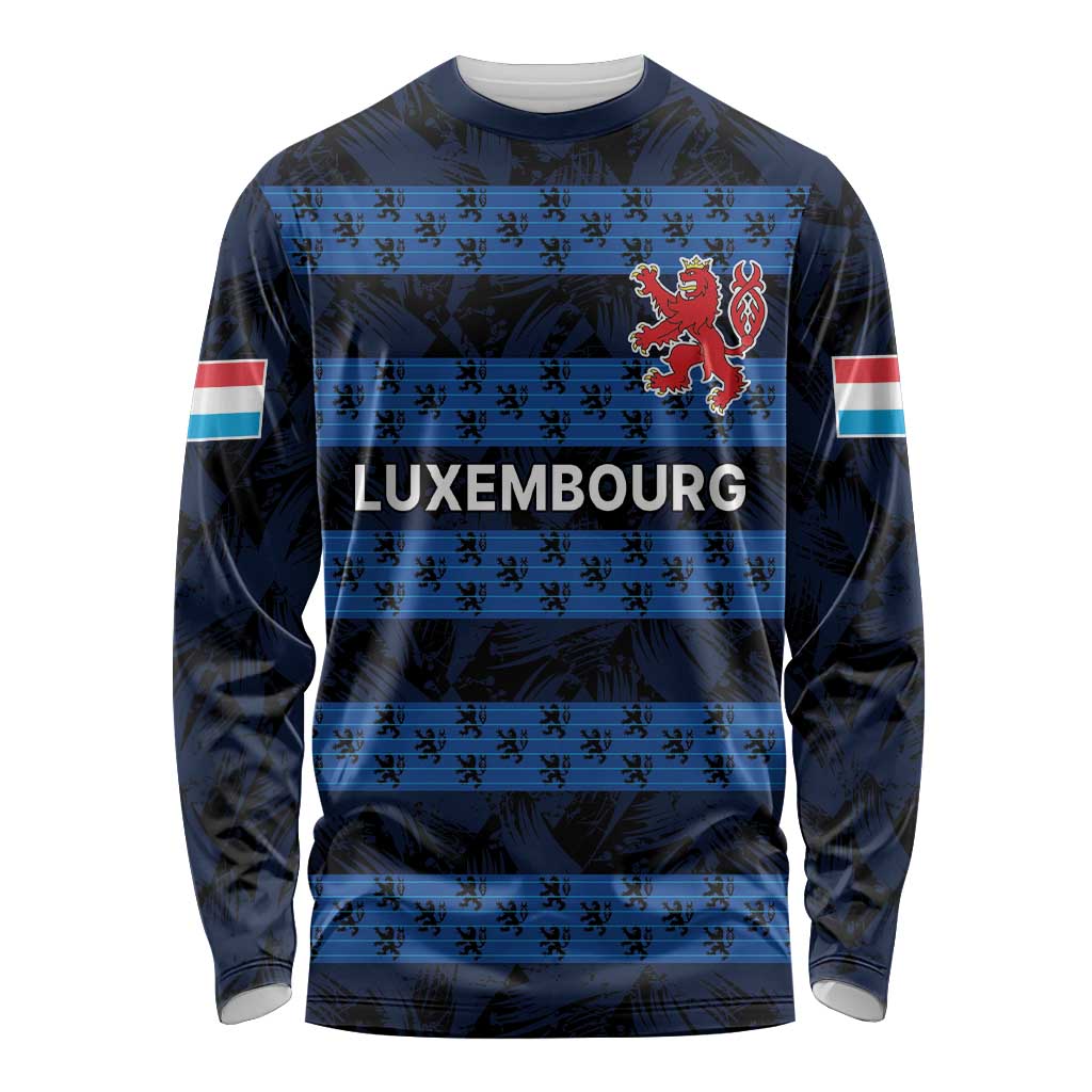 Luxembourg Football Custom Long Sleeve Shirt The Red Lions Tribal Pattern - Wonder Print Shop