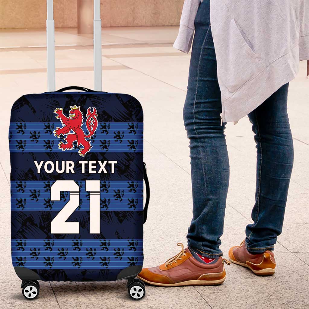 Luxembourg Football Custom Luggage Cover The Red Lions Tribal Pattern - Wonder Print Shop