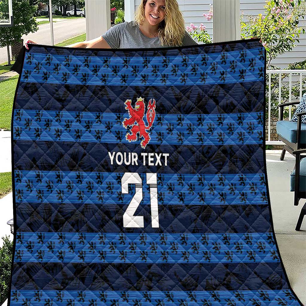 Luxembourg Football Custom Quilt The Red Lions Tribal Pattern - Wonder Print Shop