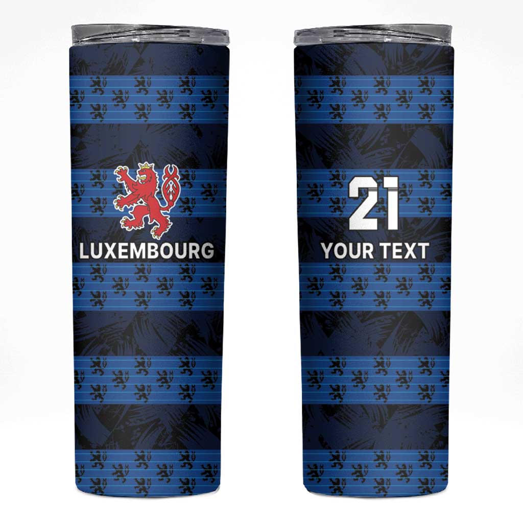 Luxembourg Football Custom Skinny Tumbler The Red Lions Tribal Pattern - Wonder Print Shop