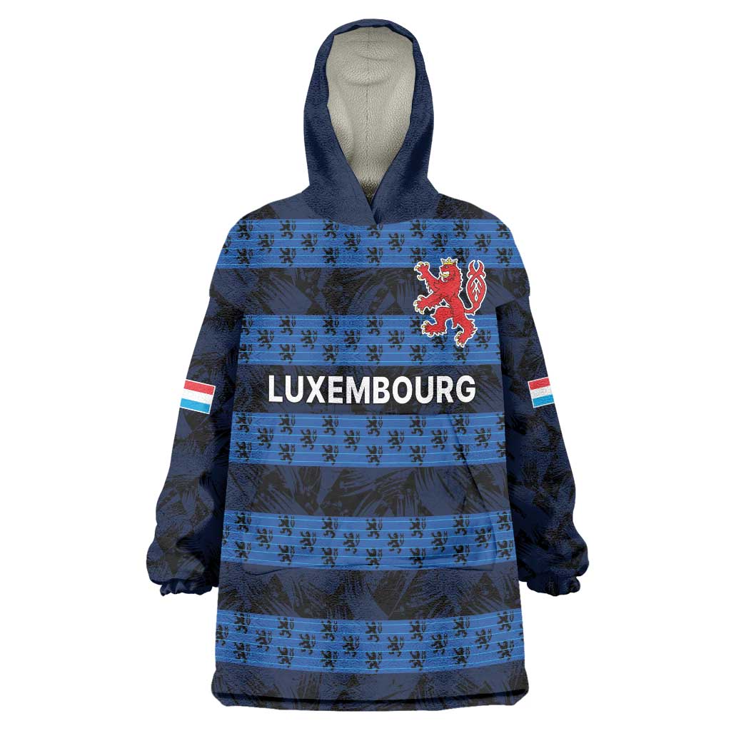 Luxembourg Football Custom Wearable Blanket Hoodie The Red Lions Tribal Pattern