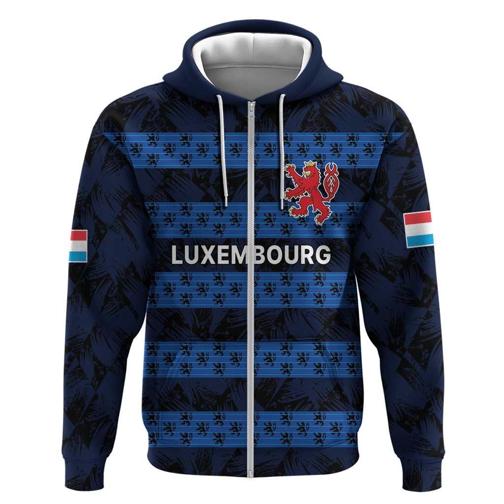 Luxembourg Football Custom Zip Hoodie The Red Lions Tribal Pattern - Wonder Print Shop