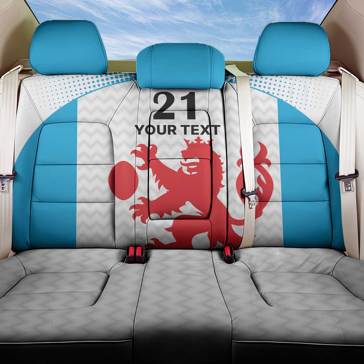 Luxembourg Custom Back Car Seat Cover Motifs 2021-22 Federation Luxembourgeoise de Rugby LT9 - Wonder Print Shop