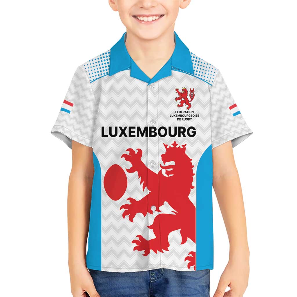 Luxembourg Custom Kid Hawaiian Shirt Motifs 2021-22 Federation Luxembourgeoise de Rugby - Wonder Print Shop