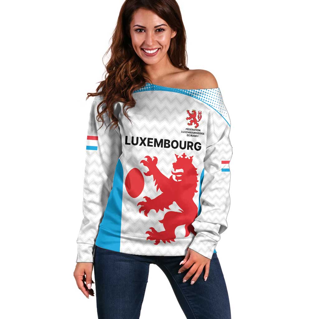 Luxembourg Custom Off Shoulder Sweater Motifs 2021-22 Federation Luxembourgeoise de Rugby