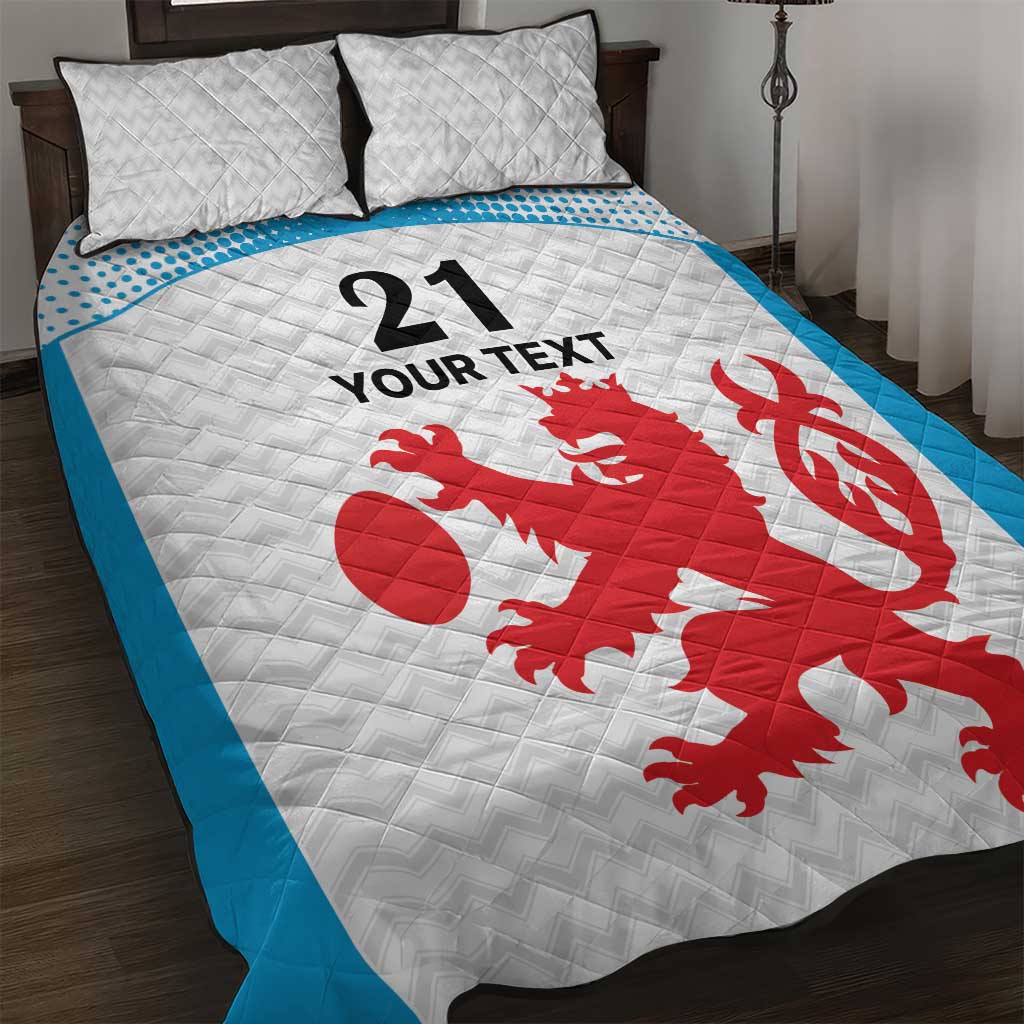 Luxembourg Custom Quilt Bed Set Motifs 2021-22 Federation Luxembourgeoise de Rugby - Wonder Print Shop