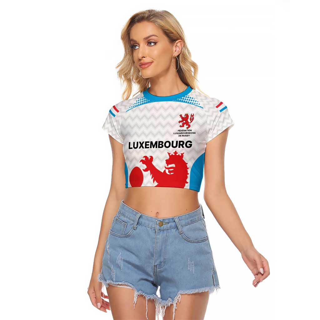 Luxembourg Custom Raglan Cropped T Shirt Motifs 2021-22 Federation Luxembourgeoise de Rugby - Wonder Print Shop