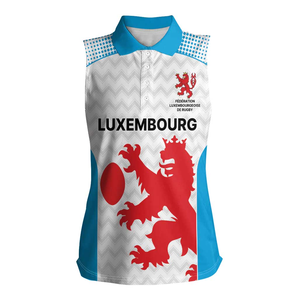 Luxembourg Custom Women Sleeveless Polo Shirt Motifs 2021-22 Federation Luxembourgeoise de Rugby - Wonder Print Shop