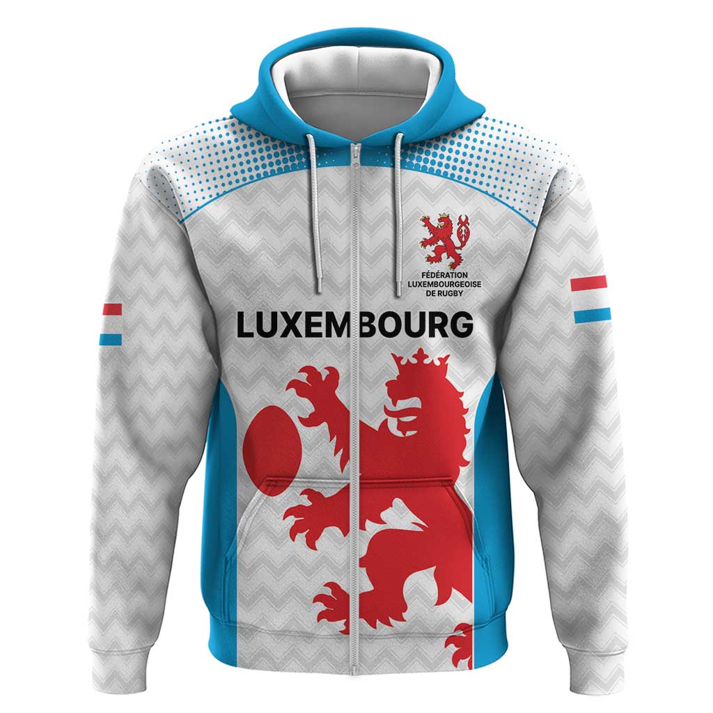 Luxembourg Custom Zip Hoodie Motifs 2021-22 Federation Luxembourgeoise de Rugby - Wonder Print Shop