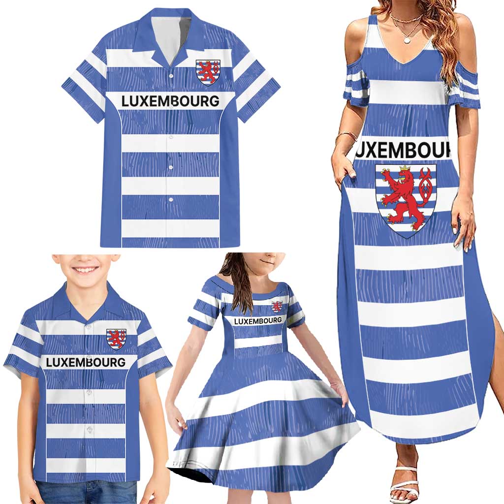 Luxembourg Rugby Custom Family Matching Summer Maxi Dress and Hawaiian Shirt Motifs 1997 Vintage - Wonder Print Shop