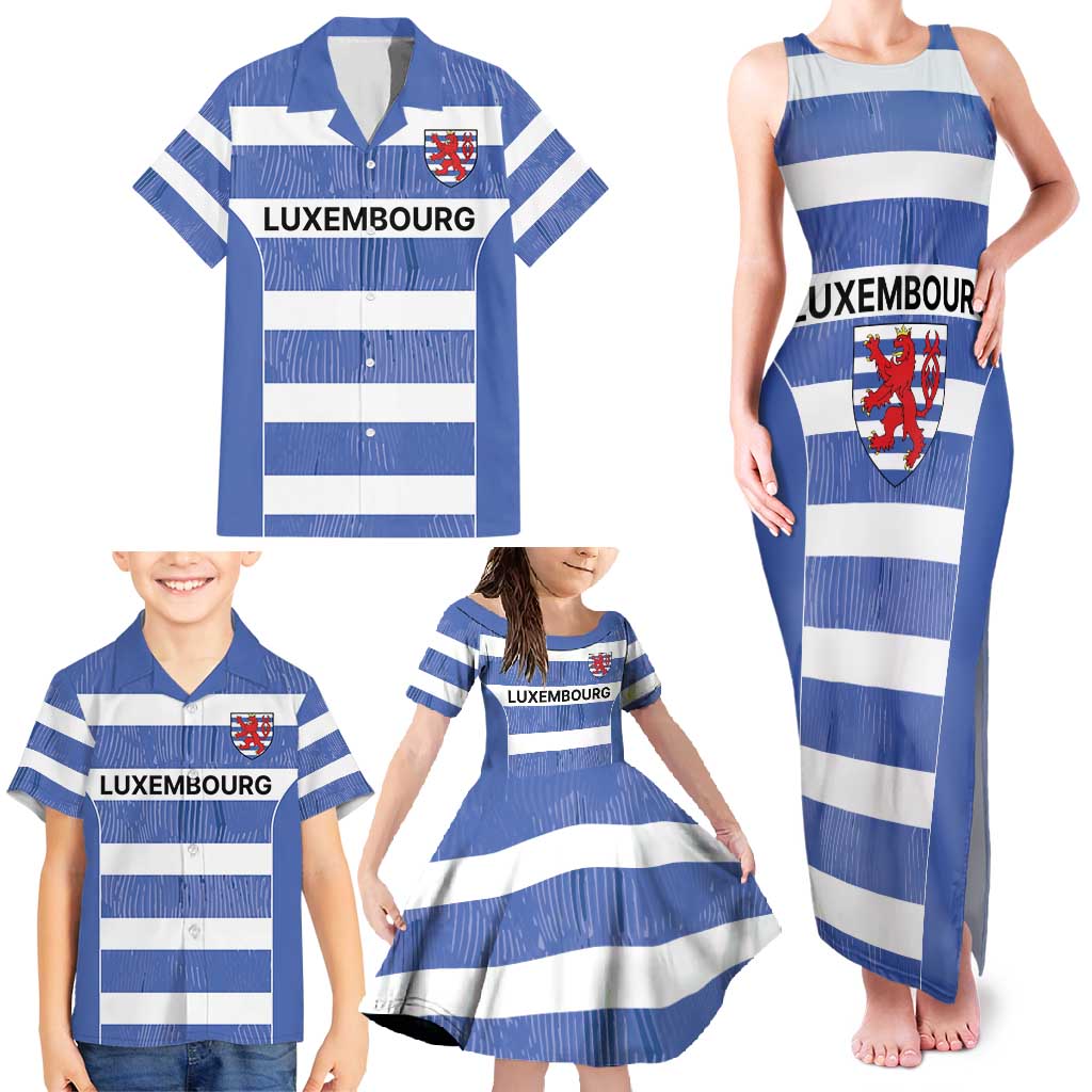 Luxembourg Rugby Custom Family Matching Tank Maxi Dress and Hawaiian Shirt Motifs 1997 Vintage - Wonder Print Shop