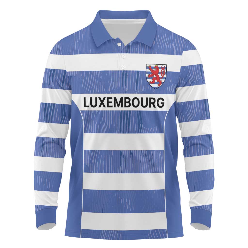 Luxembourg Rugby Custom Long Sleeve Polo Shirt Motifs 1997 Vintage - Wonder Print Shop