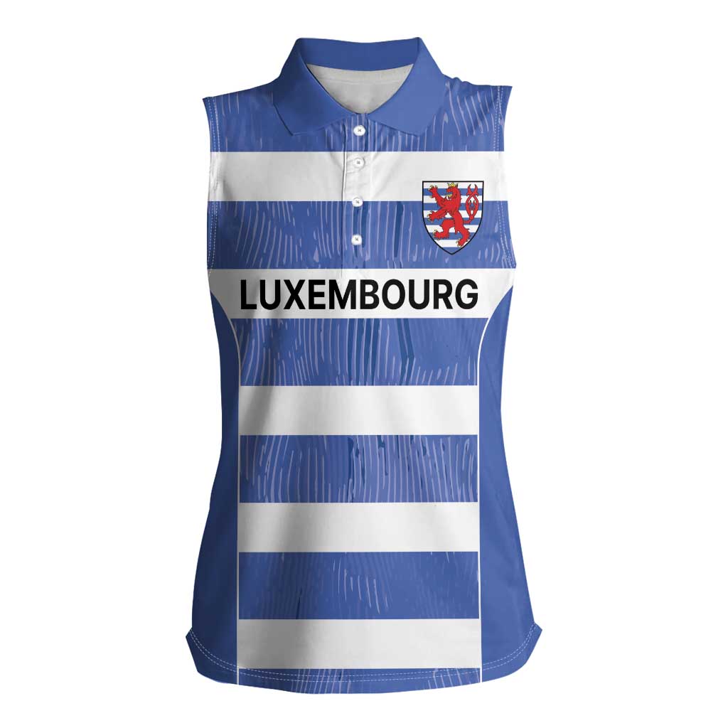 Luxembourg Rugby Custom Women Sleeveless Polo Shirt Motifs 1997 Vintage - Wonder Print Shop