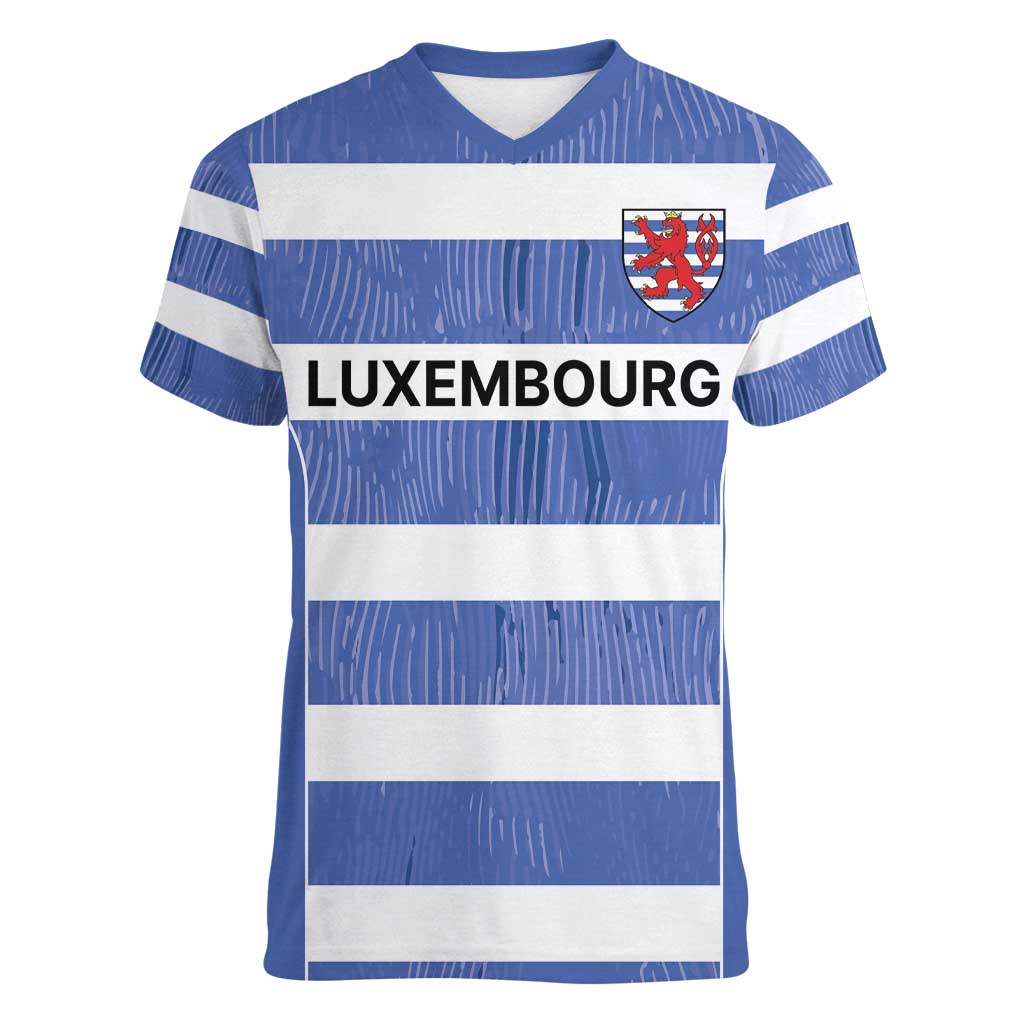 Luxembourg Rugby Custom Women V-Neck T-Shirt Motifs 1997 Vintage - Wonder Print Shop