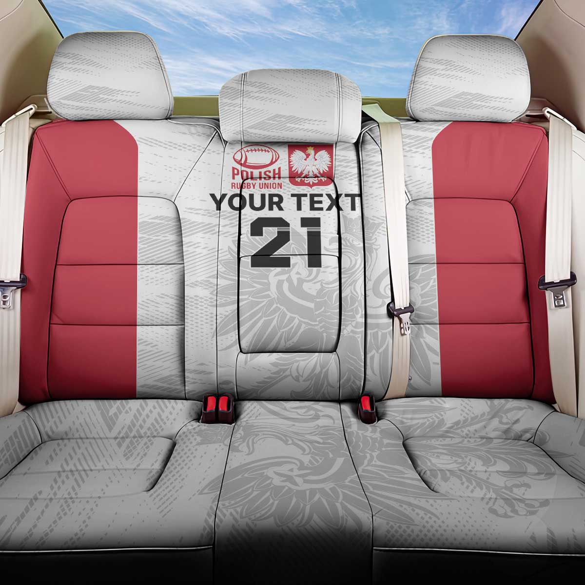 Poland Rugby Custom Back Car Seat Cover Biało-czerwoni The White and Reds Sporty Pattern LT9 - Wonder Print Shop