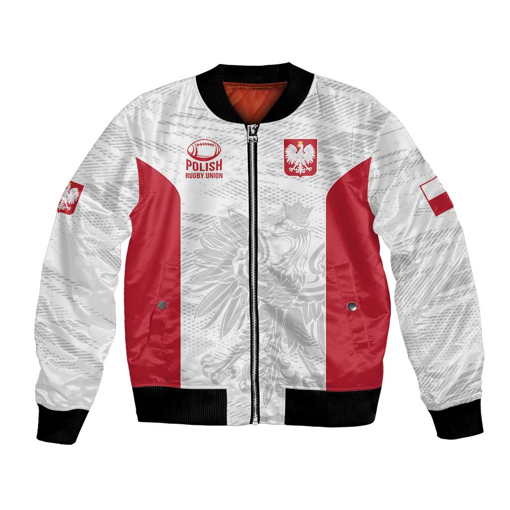 Poland Rugby Custom Bomber Jacket Biało-czerwoni The White and Reds Sporty Pattern LT9 - Wonder Print Shop