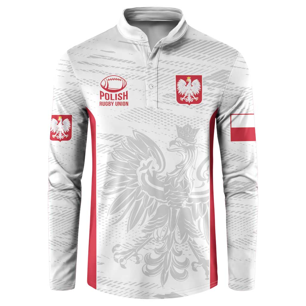 Poland Rugby Custom Button Sweatshirt Biało-czerwoni The White and Reds Sporty Pattern LT9 - Wonder Print Shop