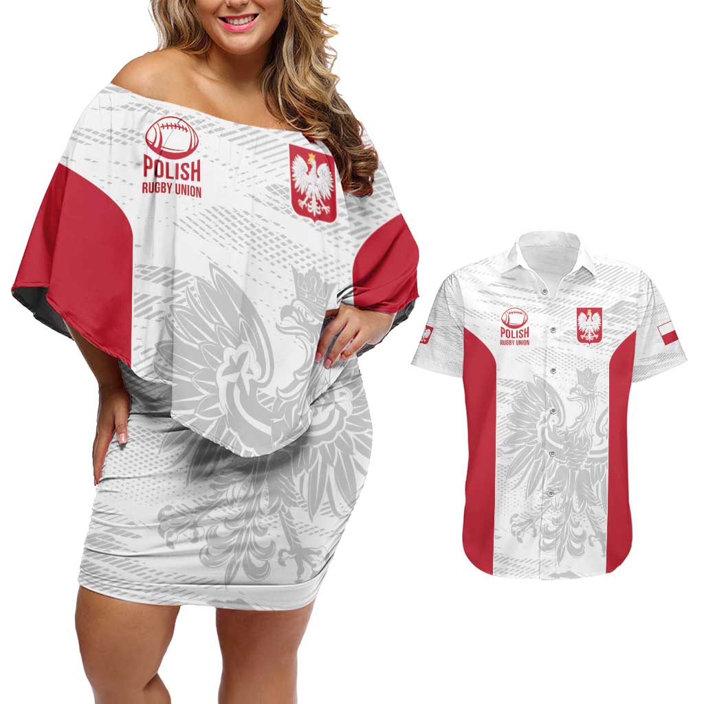 Poland Rugby Custom Couples Matching Off Shoulder Short Dress and Hawaiian Shirt Biało-czerwoni The White and Reds Sporty Pattern LT9 - Wonder Print Shop