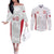 Poland Rugby Custom Couples Matching Off The Shoulder Long Sleeve Dress and Long Sleeve Button Shirt Biało-czerwoni The White and Reds Sporty Pattern