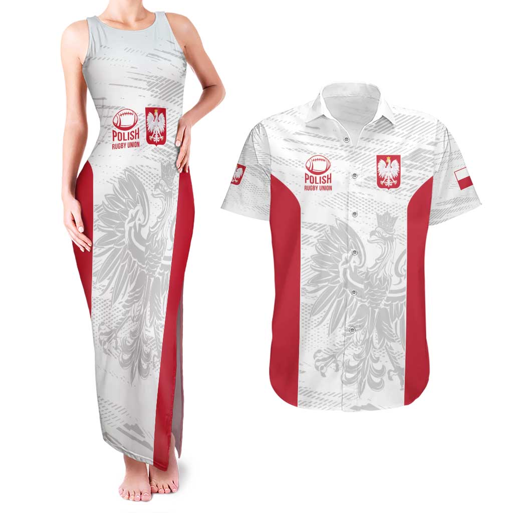 Poland Rugby Custom Couples Matching Tank Maxi Dress and Hawaiian Shirt Biało-czerwoni The White and Reds Sporty Pattern LT9 - Wonder Print Shop