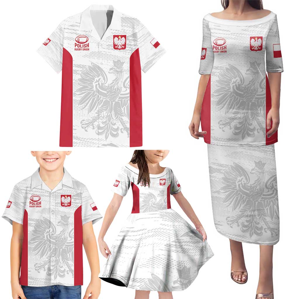 Poland Rugby Custom Family Matching Puletasi and Hawaiian Shirt Biało-czerwoni The White and Reds Sporty Pattern - Wonder Print Shop