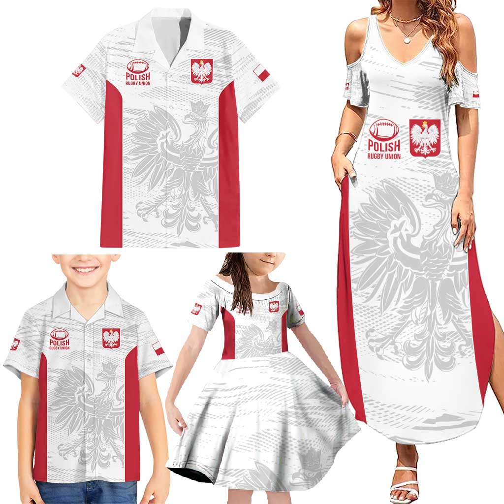 Poland Rugby Custom Family Matching Summer Maxi Dress and Hawaiian Shirt Biało-czerwoni The White and Reds Sporty Pattern - Wonder Print Shop