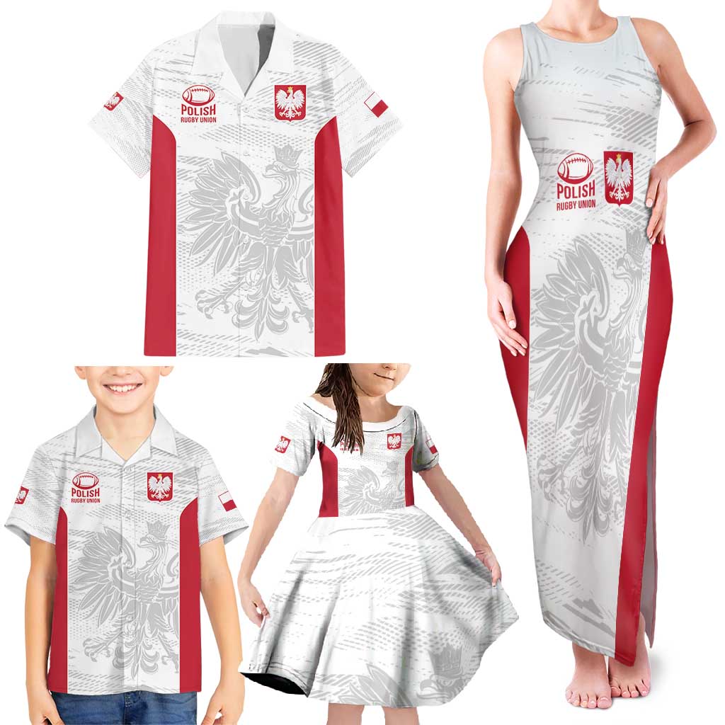 Poland Rugby Custom Family Matching Tank Maxi Dress and Hawaiian Shirt Biało-czerwoni The White and Reds Sporty Pattern - Wonder Print Shop