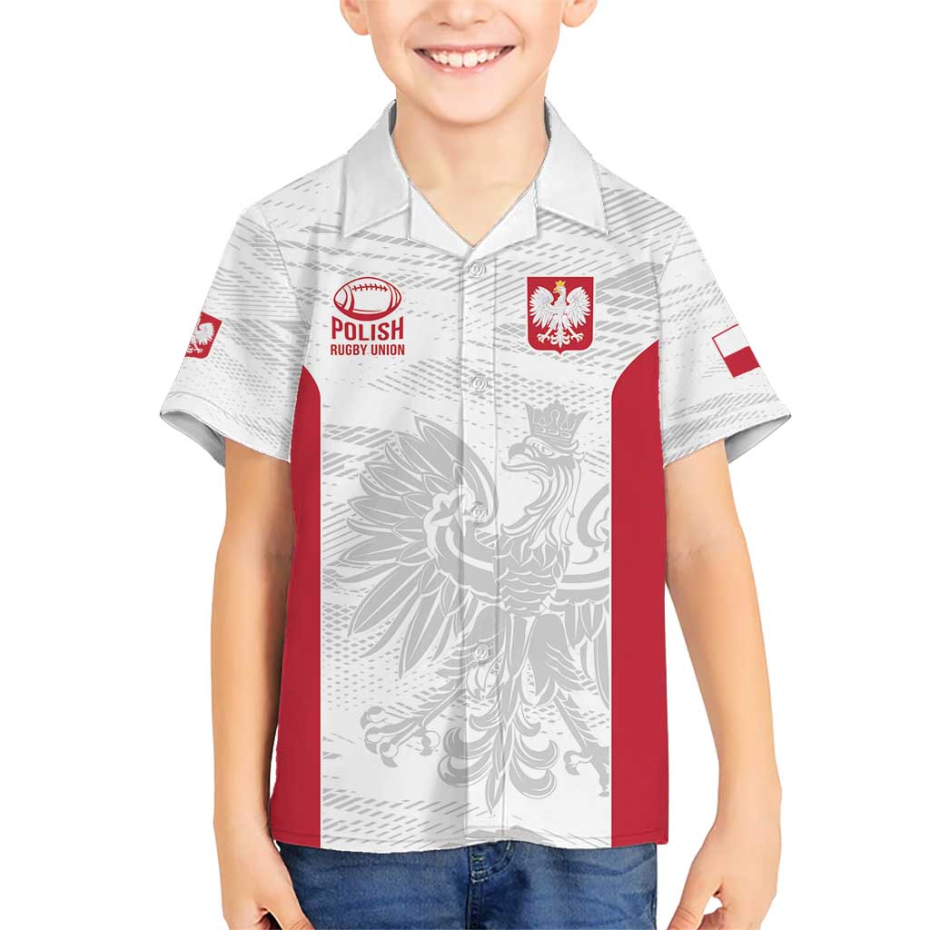 Poland Rugby Custom Kid Hawaiian Shirt Biało-czerwoni The White and Reds Sporty Pattern - Wonder Print Shop