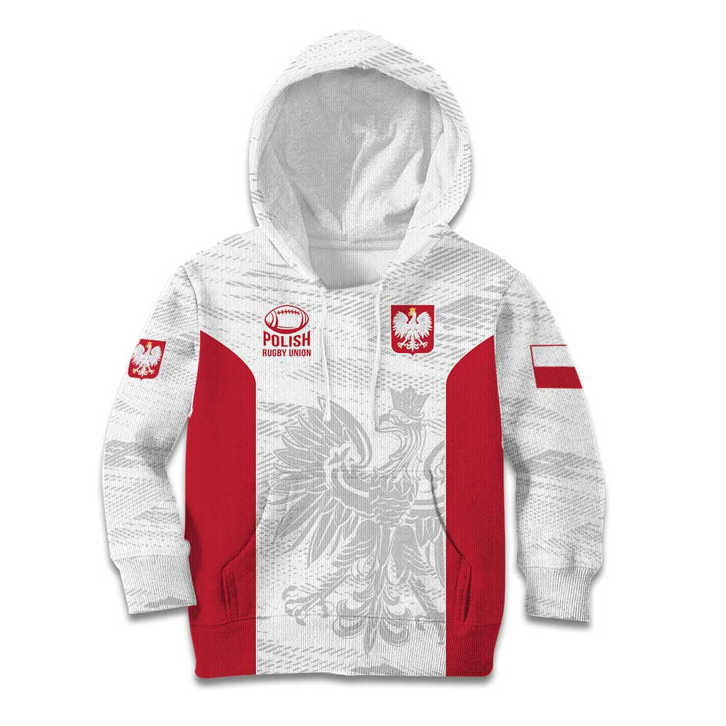 Poland Rugby Custom Kid Hoodie Biało-czerwoni The White and Reds Sporty Pattern - Wonder Print Shop