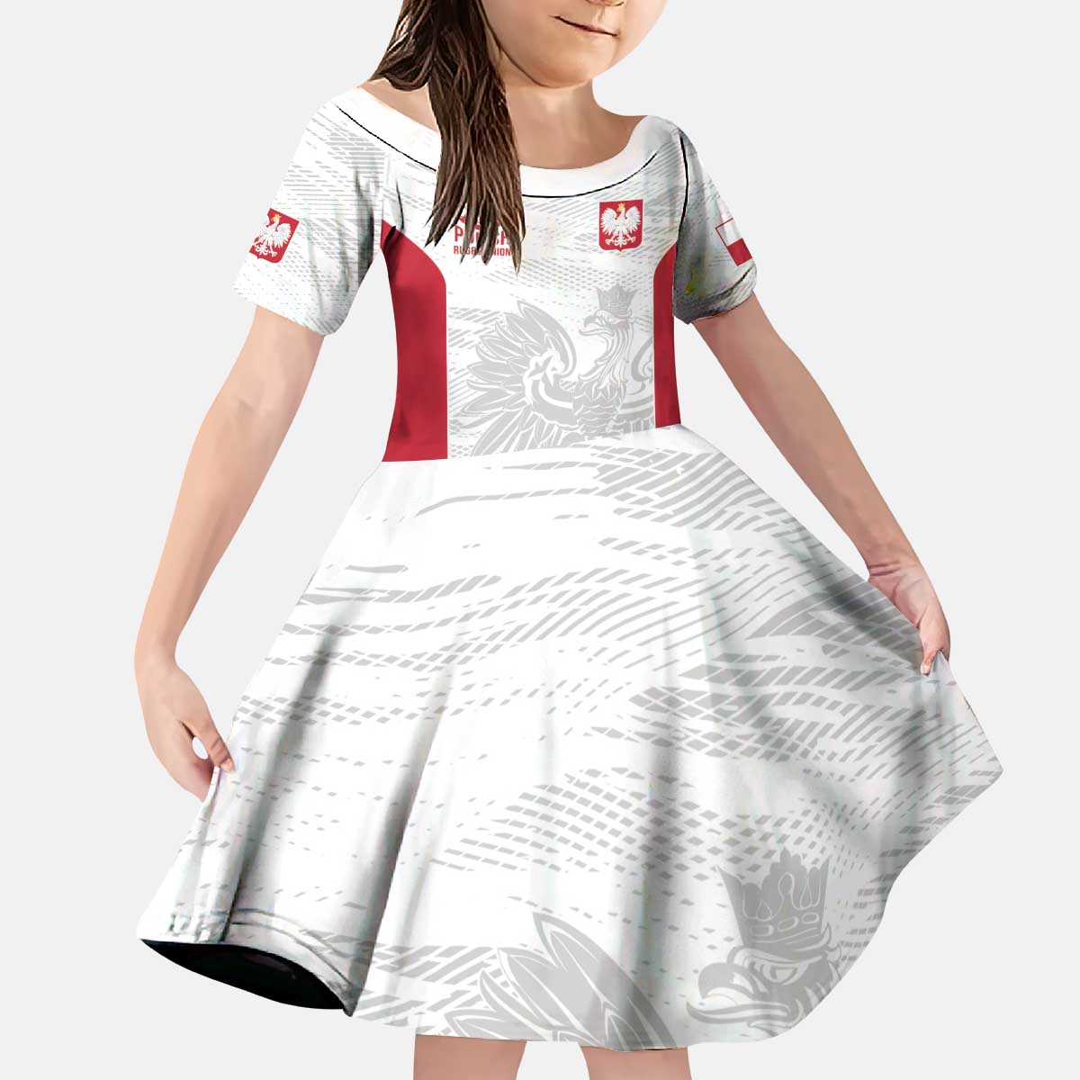 Poland Rugby Custom Kid Short Sleeve Dress Biało-czerwoni The White and Reds Sporty Pattern - Wonder Print Shop