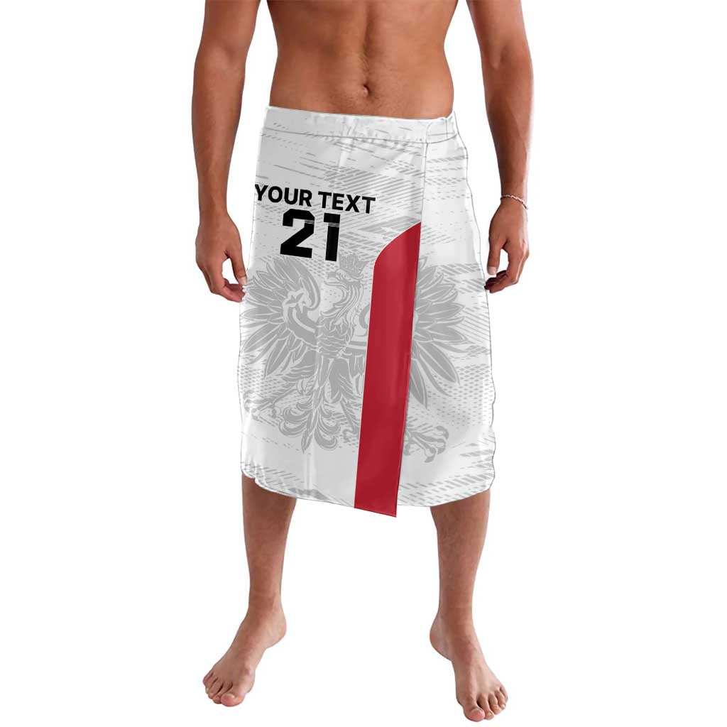 White custom sports shorts with red vertical panel, gray crest and number 21 print