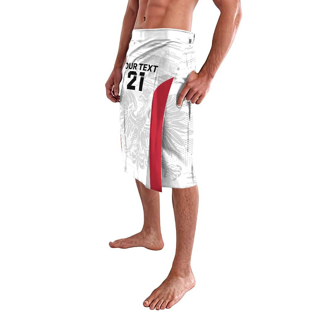 White custom sports shorts with red center stripe and number 21 front print
