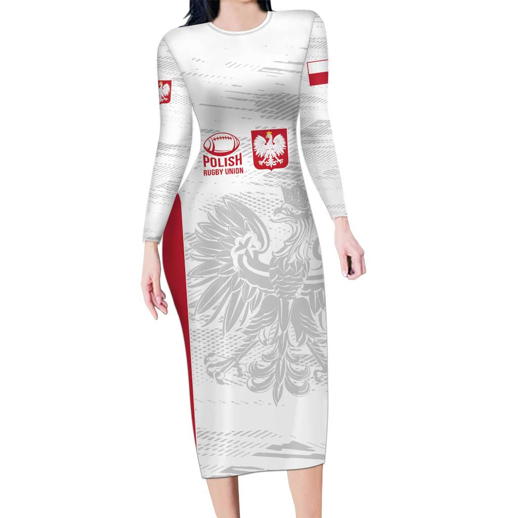 Poland Rugby Custom Long Sleeve Bodycon Dress Biało-czerwoni The White and Reds Sporty Pattern - Wonder Print Shop