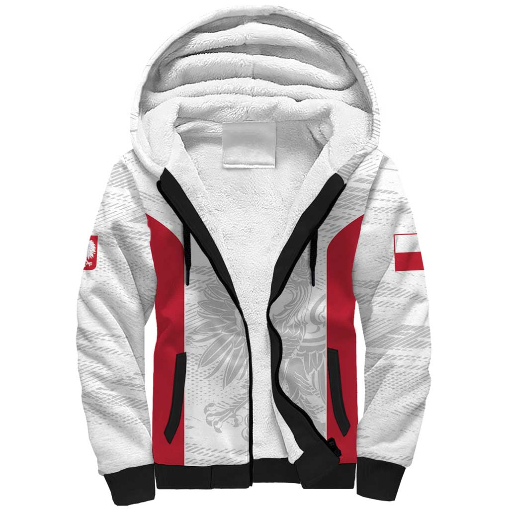 Poland Rugby Custom Sherpa Hoodie Biało-czerwoni The White and Reds Sporty Pattern - Wonder Print Shop