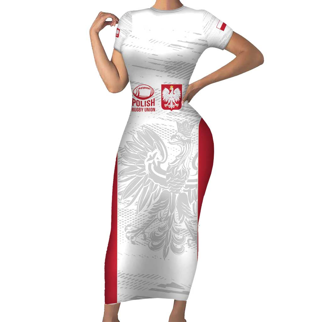 Poland Rugby Custom Short Sleeve Bodycon Dress Biało-czerwoni The White and Reds Sporty Pattern - Wonder Print Shop