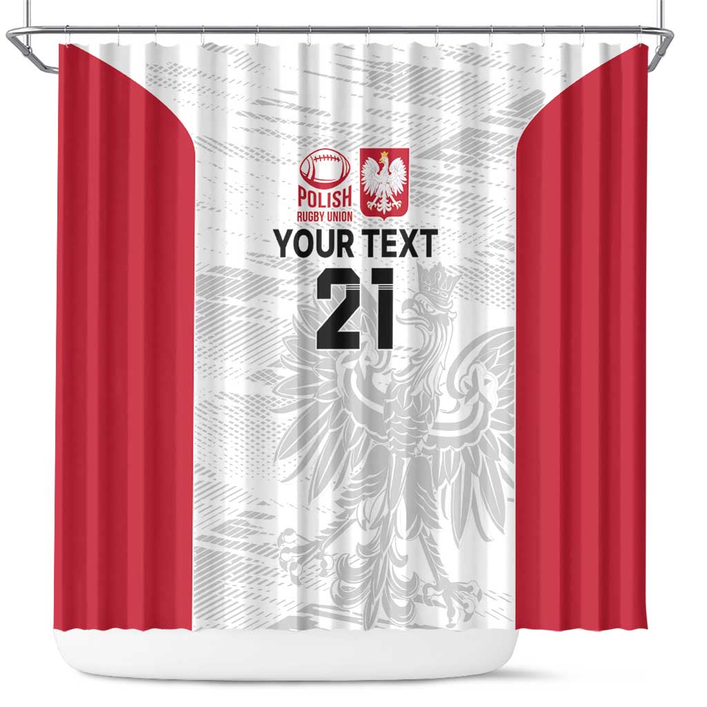 Poland Rugby Custom Shower Curtain Biało-czerwoni The White and Reds Sporty Pattern