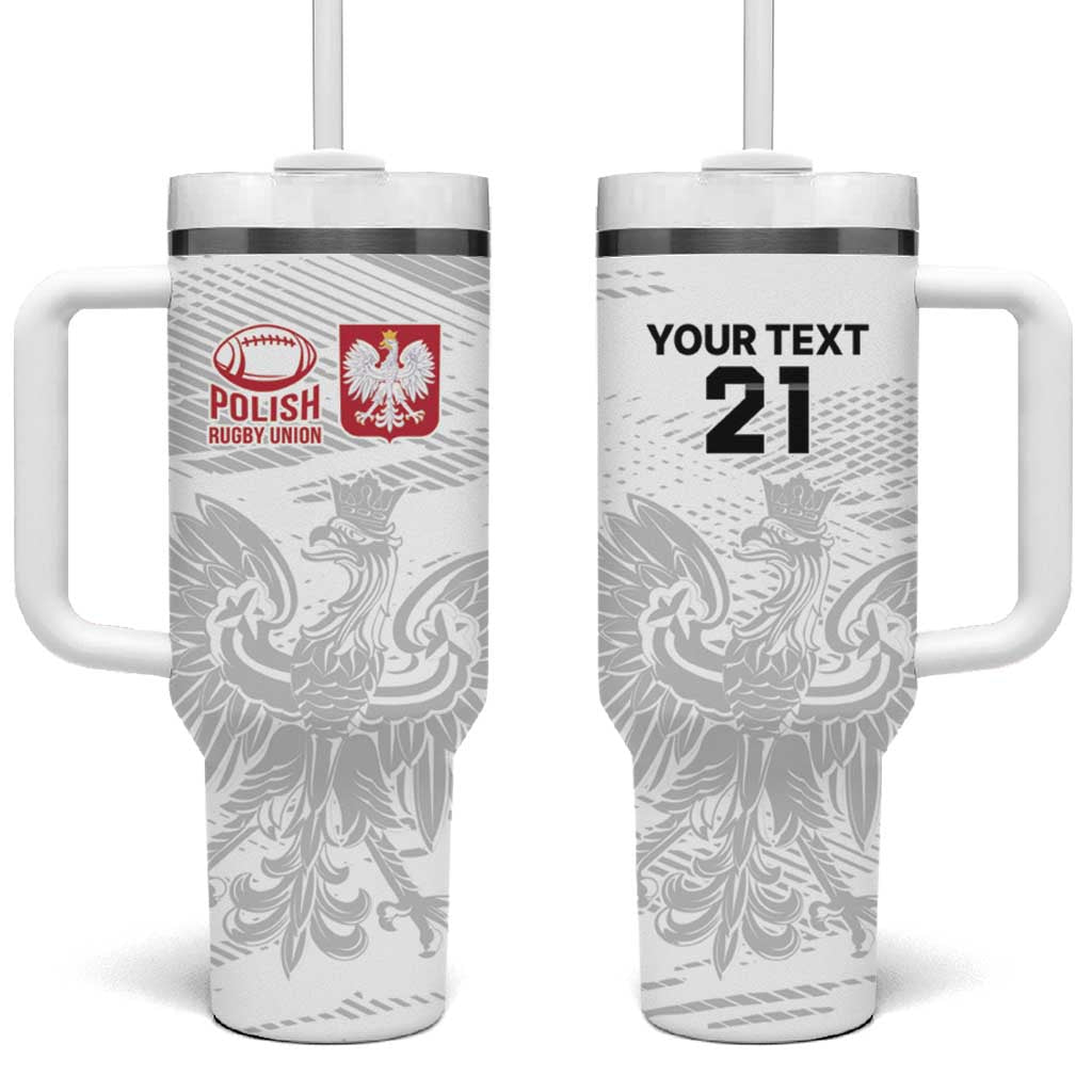 Poland Rugby Custom Tumbler With Handle Biało-czerwoni The White and Reds Sporty Pattern - Wonder Print Shop